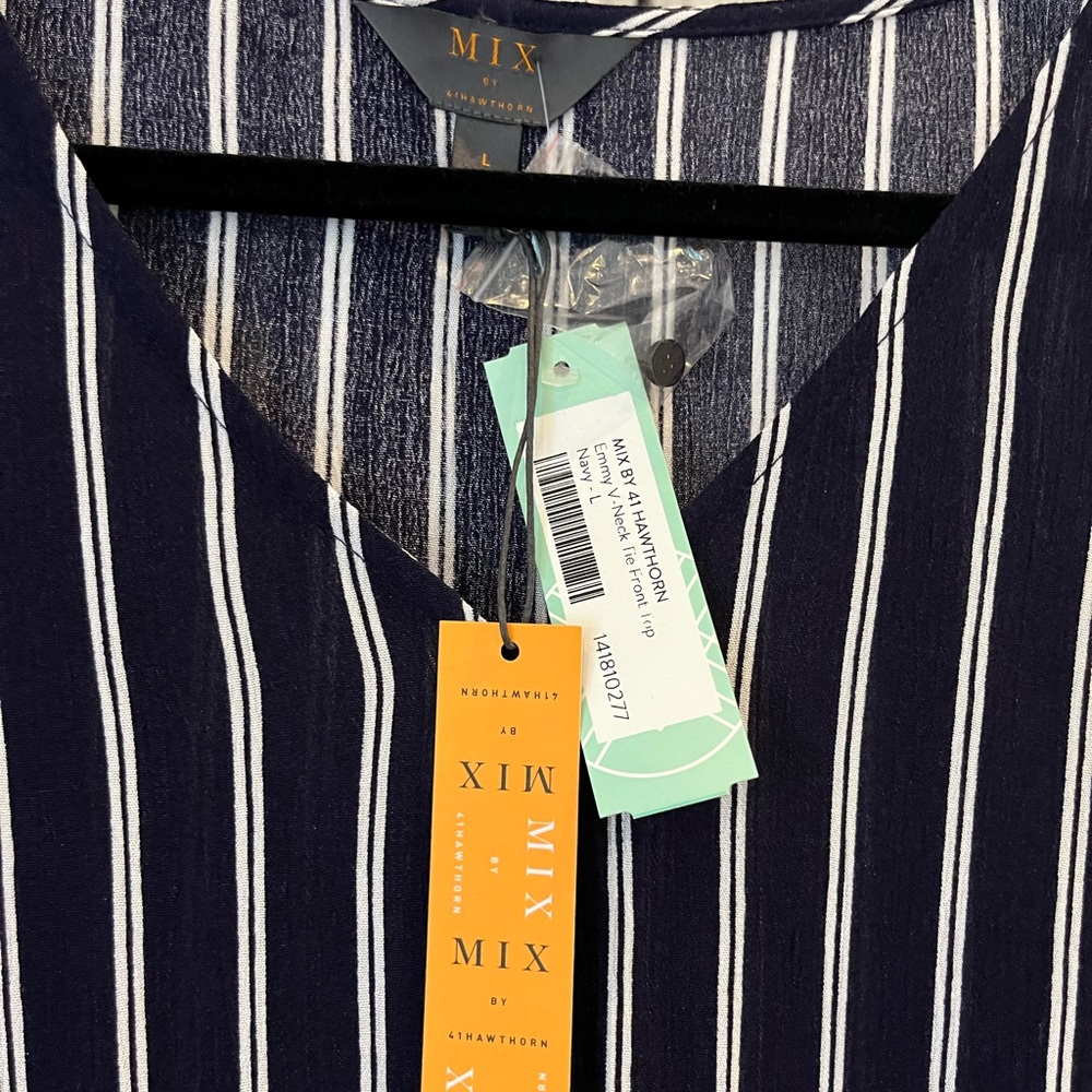 41 Hawthorn Navy and White Striped Blouse